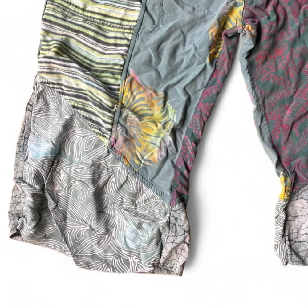 Wild Woman multicolor flowy patchwork pants with drawstring Size XL - Picture 3 of 7